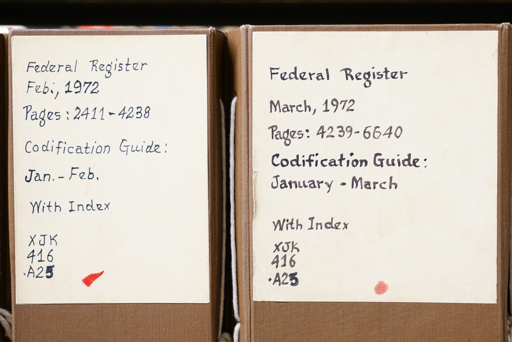 Government Documents labels - Federal Register 1972