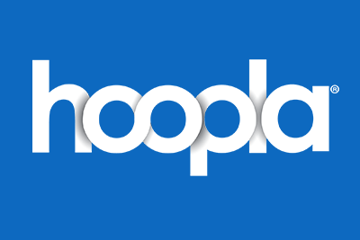 Hoopla logo on blue