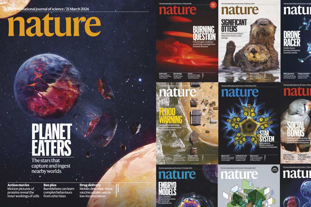 database Nature - covers for March 2024 and sample back issues