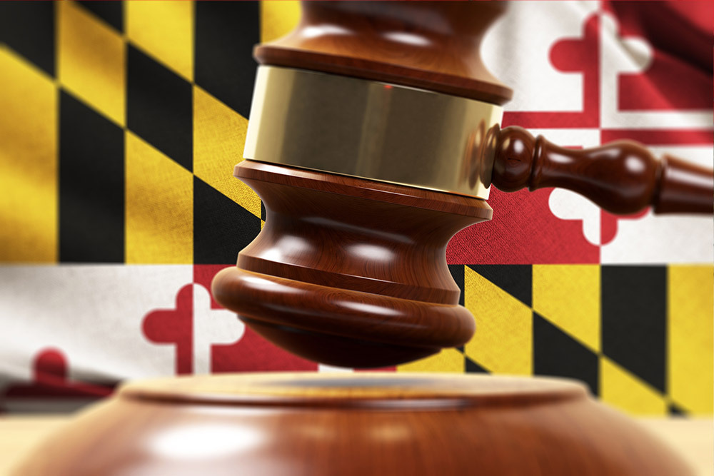 Lawyer in the Library - Maryland flag and gavel