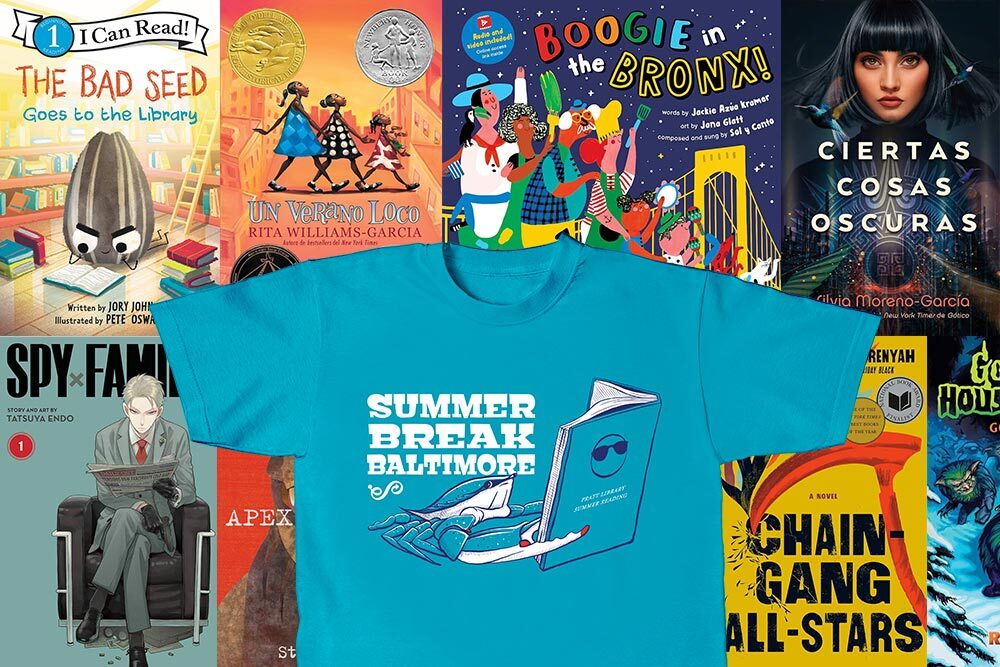 sample Summer Break Baltimore books and t-shirt for 2024
