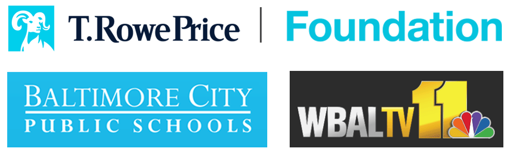 T. Rowe Price Foundation, Baltimore City Public Schools, and WBAL TV 11 logos
