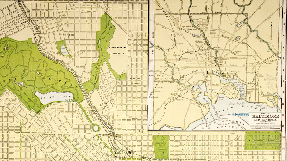Baltimore neighborhood map, 1907 showing Peabody Heights