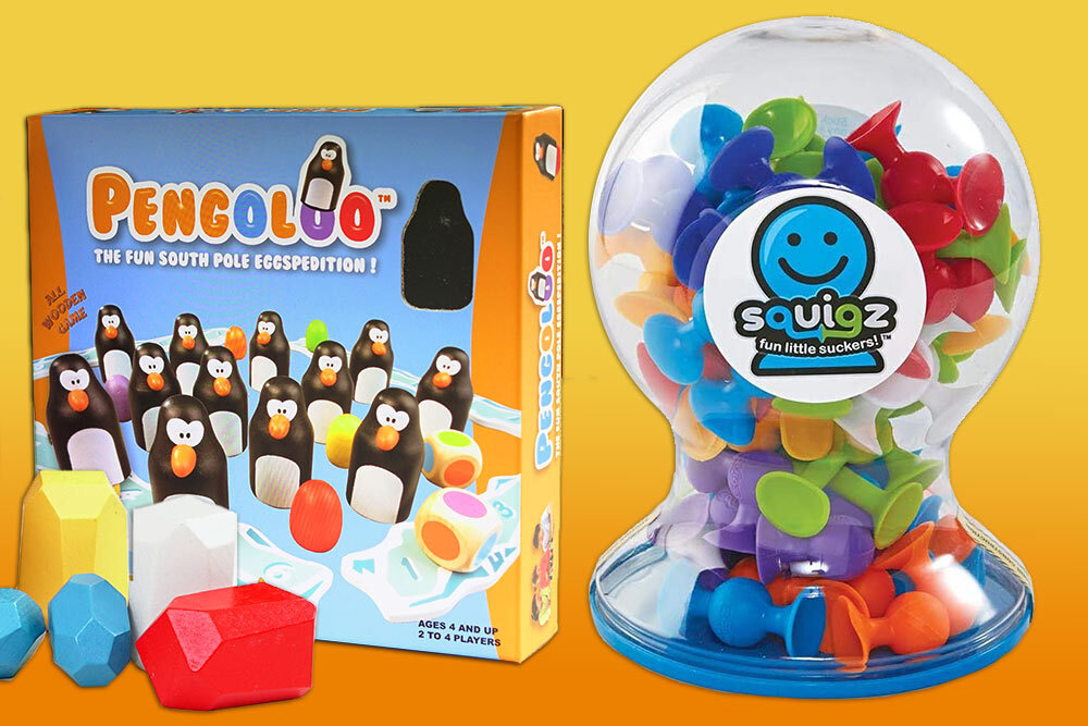 Children’s Library of Things - learning toys including Pengoloo, Squigz, and stacking blocks