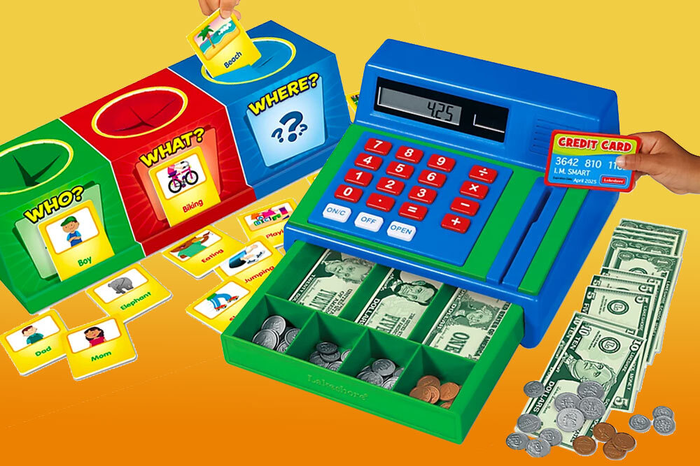 Children’s Library of Things - learning toys including a storytelling kit and play cash register