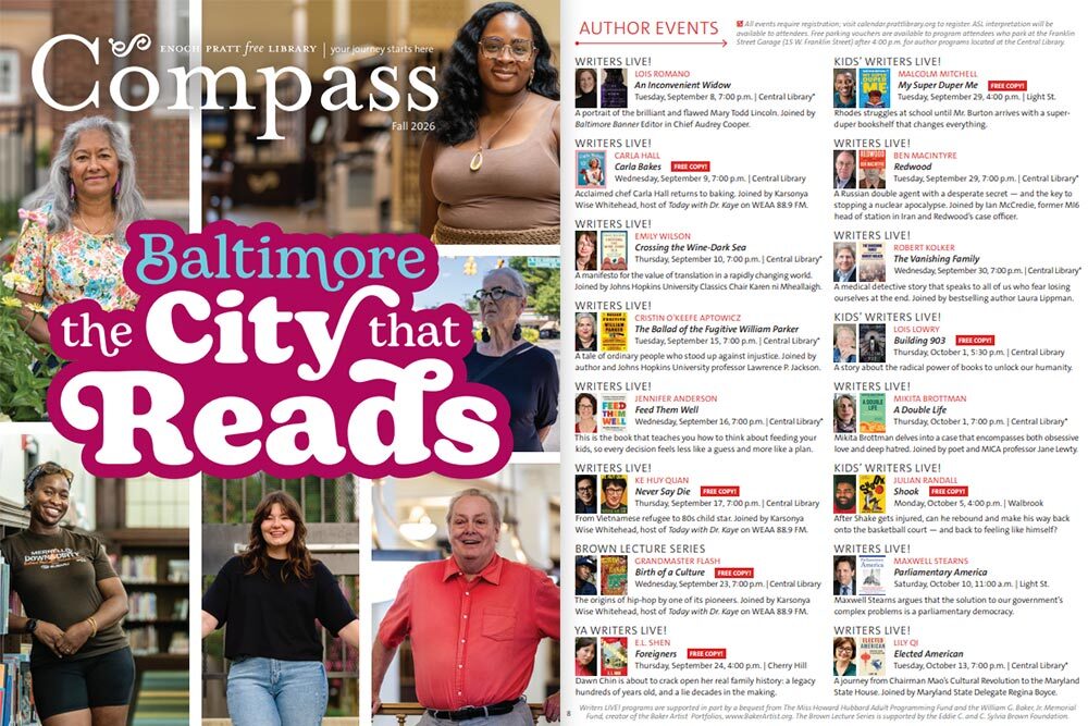 Fall 2026 Compass cover and Author Event page.