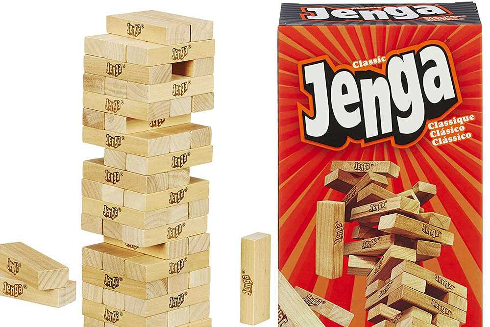 Jenga game box and blocks