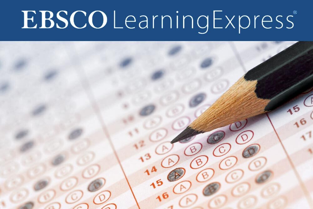 Learning Express EBSCO - test prep with standardized test pencil and logo at top