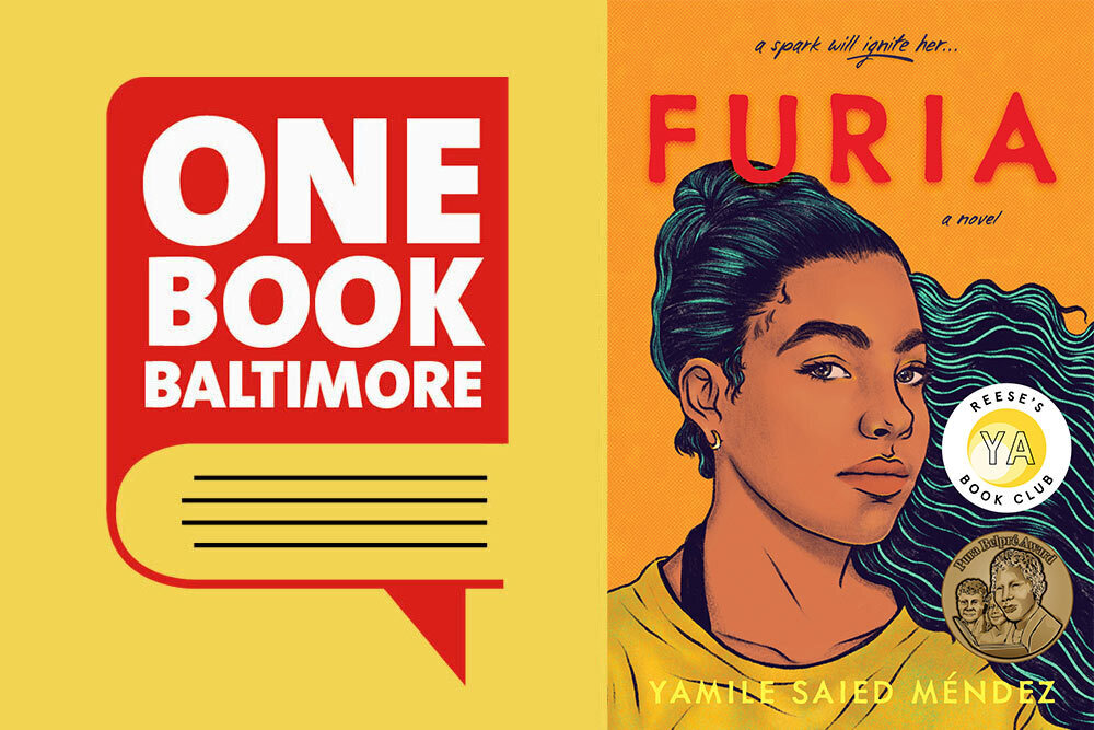 One Book Baltimore logo and 2022 book, Furia by Yamile Saied Méndez