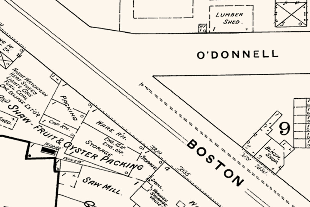 Canton harbor 1890 detail from Maryland & DC Sanborn Maps