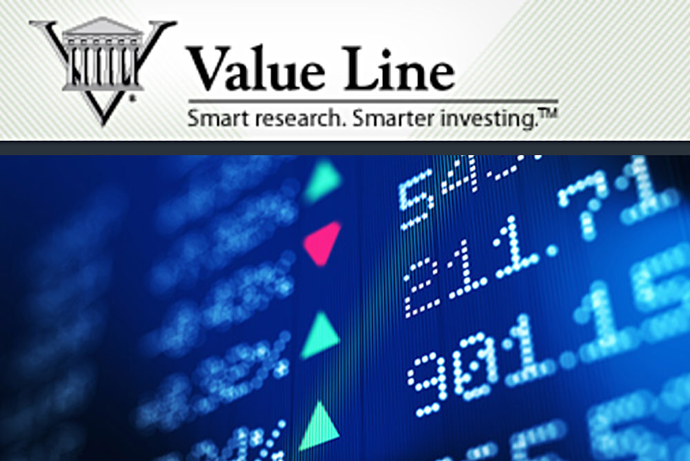 Value Line database logo and stock market screen