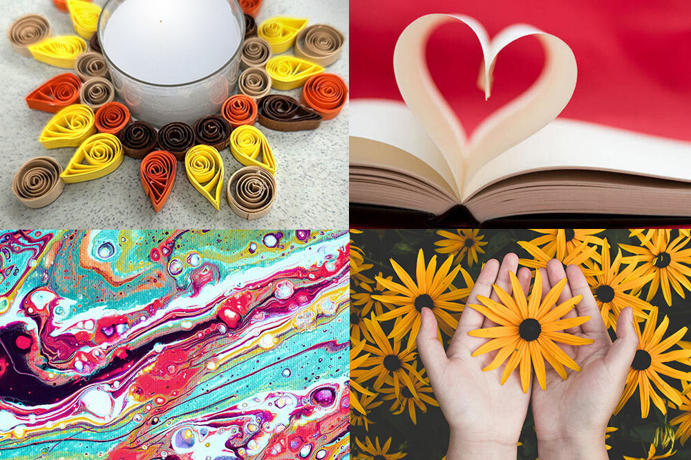 Adults DIY events August 2025, including nature workshops, paper crafts, quilling, and paint pouring