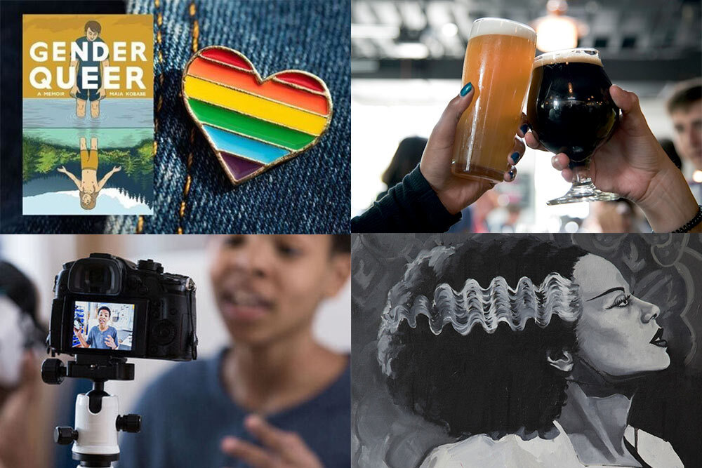 Adults media and more events in October, showing book discussions, painting, beer and reading meetups, and photography