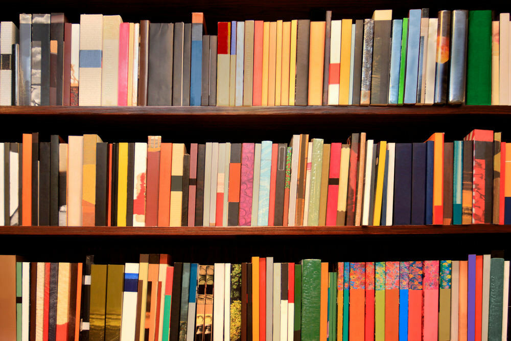 bookshelves - colorful dark anonymous books