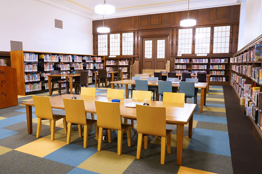 Children's Department at Central Library, showing kids chairs, tables, and books