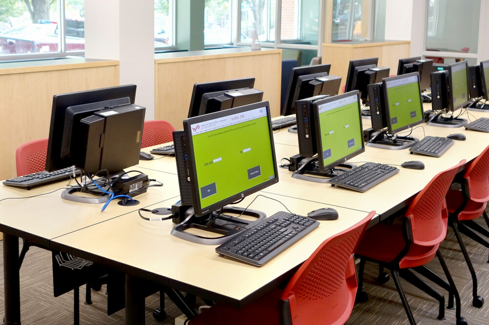 Computers at library table