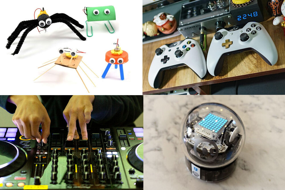 Teens STEAM events January 2026, showing vibrobots, game controllers, robotics, and a DJ