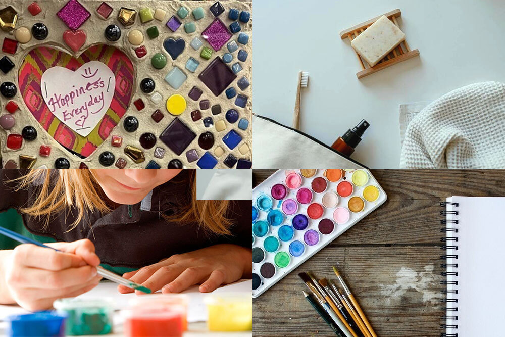 Teens events March 2024 - arts and crafts including painting and decorating, mosaics, and self-care kits
