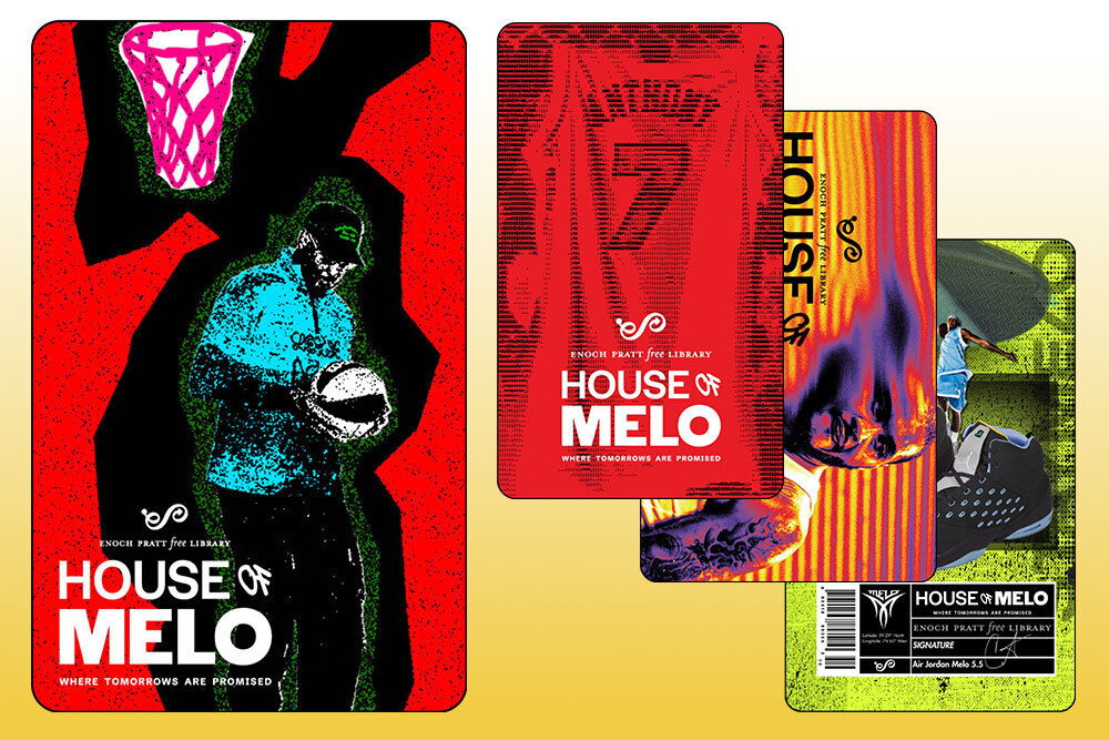 House of Melo Library Collector Cards - Card 1 shown large on the left