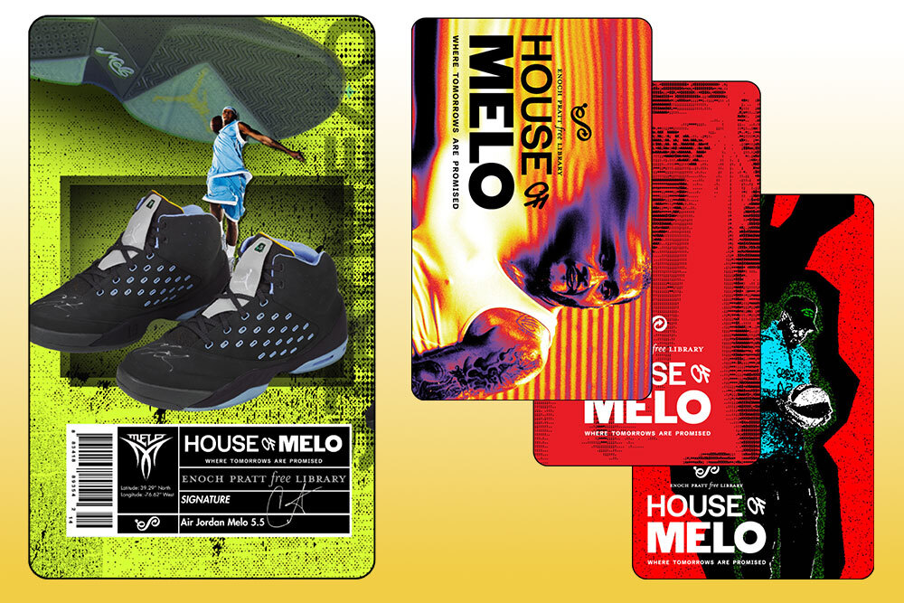 House of Melo Library Collector Cards - Card 4 shown large on the left