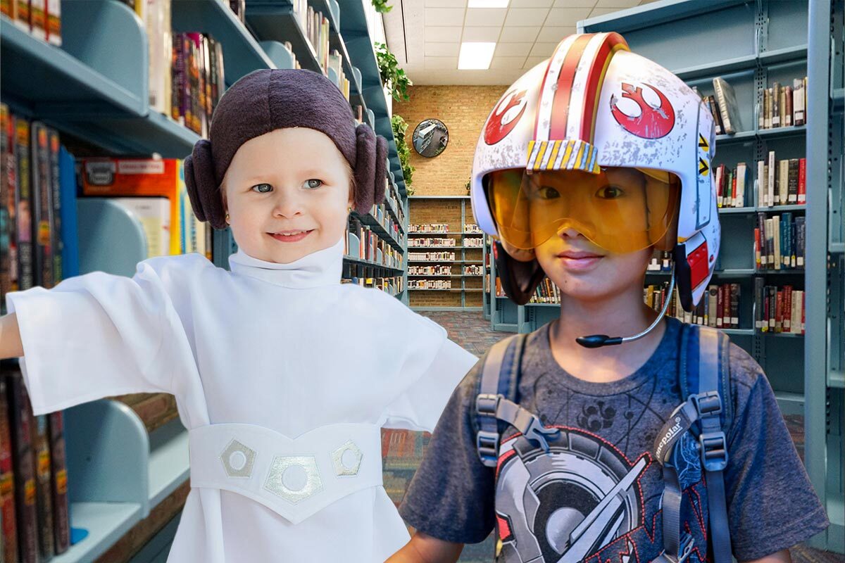 May the 4th children in costumes.