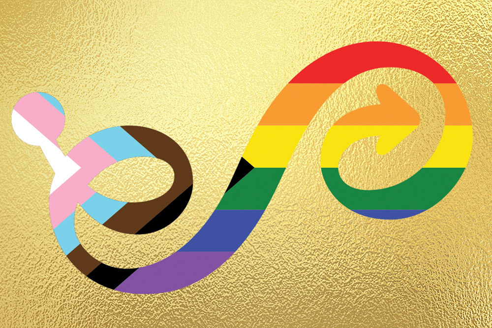 Pride at the Pratt - rainbow Pratt logo on gold