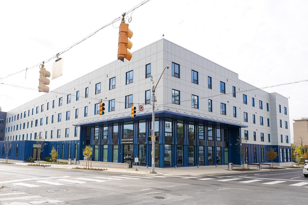 Johnston Square Branch, street corner view