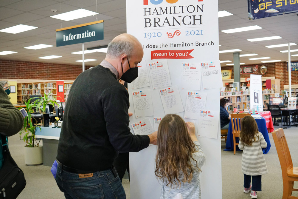 Hamilton memories - 101 years, 1920-2021 - a man and young girl adding their written memories