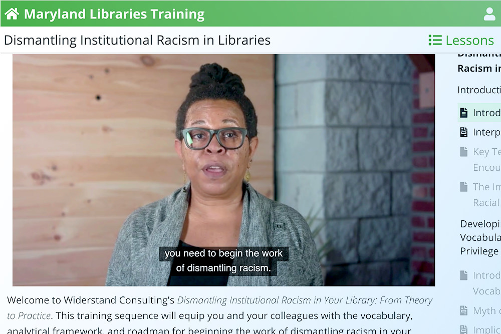 Maryland Libraries staff training video: dismantling institutional racism
