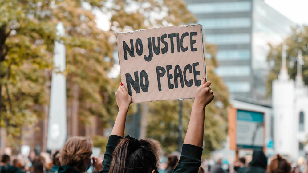 protest sign, No Justice No Peace