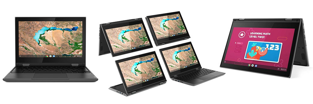 Chromebooks - Lenovo hinged views 3x1