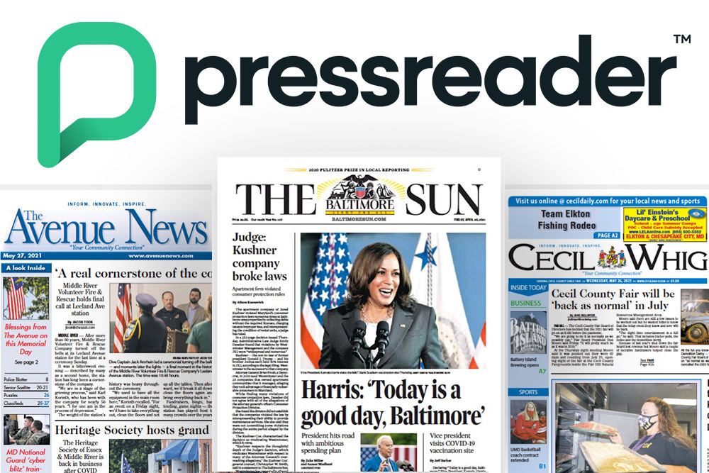 PressReader logo with Baltimore Sun and local Maryland newspapers