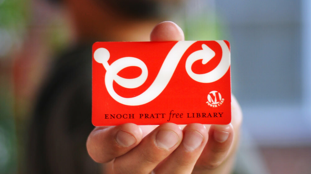 Pratt Library Card in hand