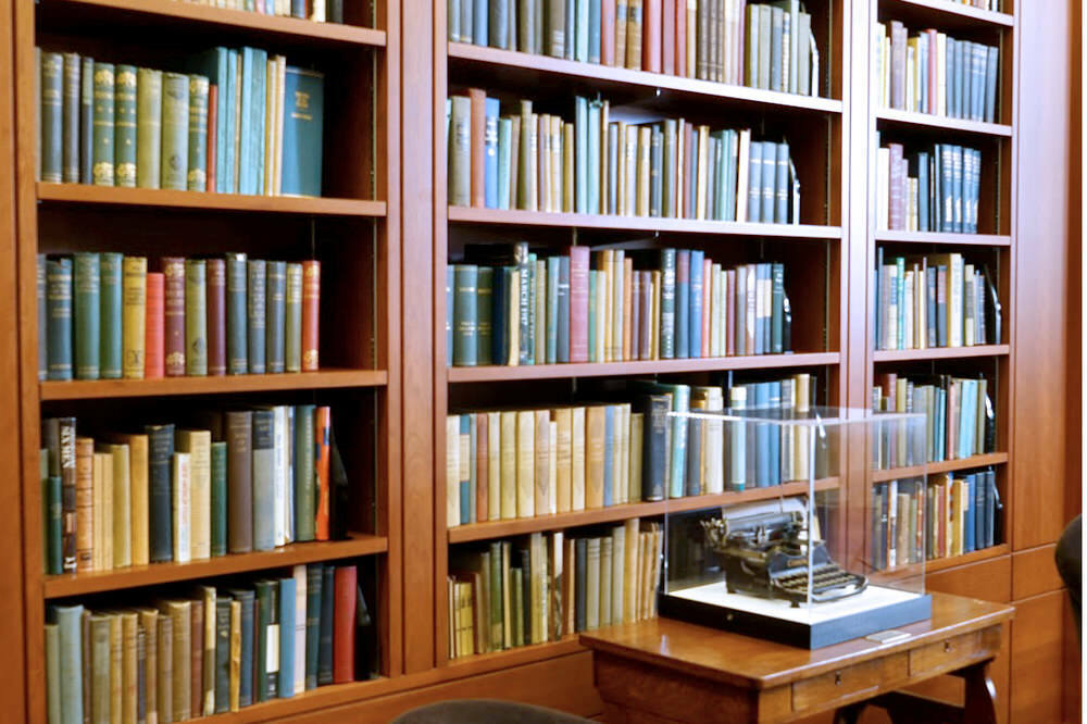 Mencken Room with shelves of his books, and his typewriter