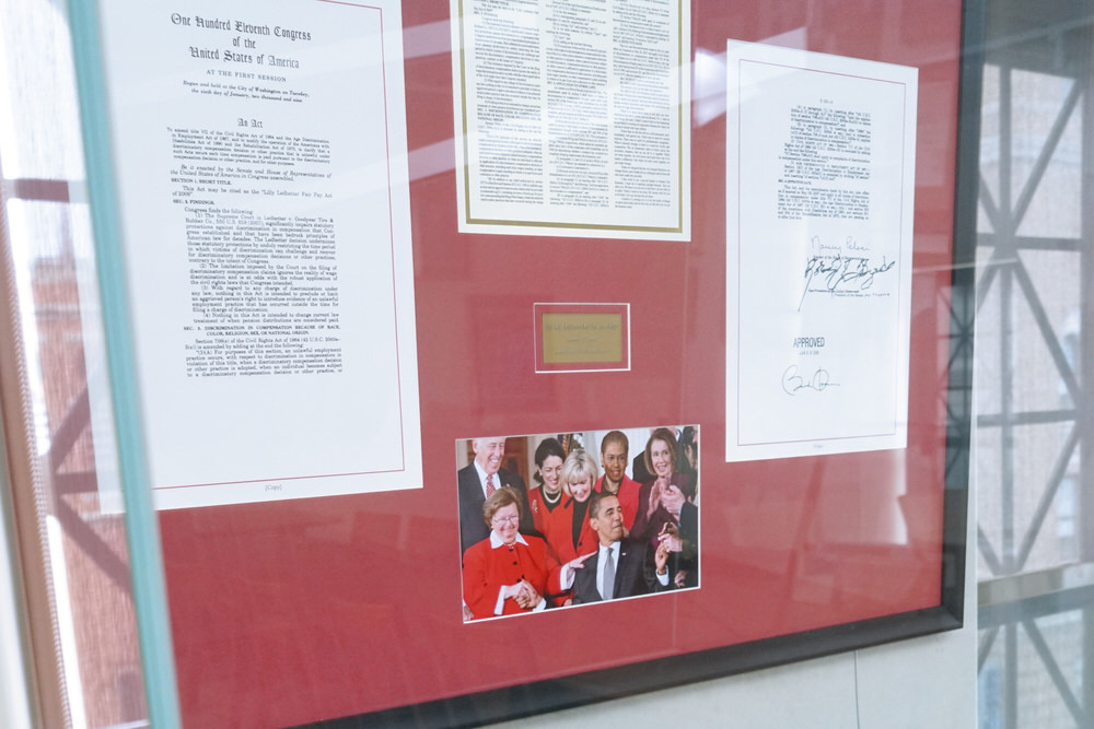 Mikulski Room display case detail with President Obama photo and proclamations