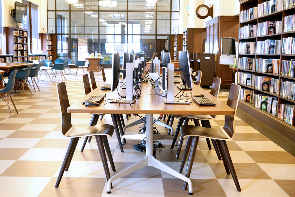 Teen Center Reading Room with computer tables