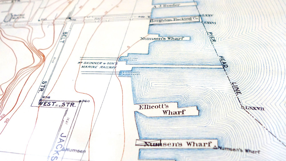 historic topographical map of Baltimore Inner Harbor wharves, in the Maryland Department