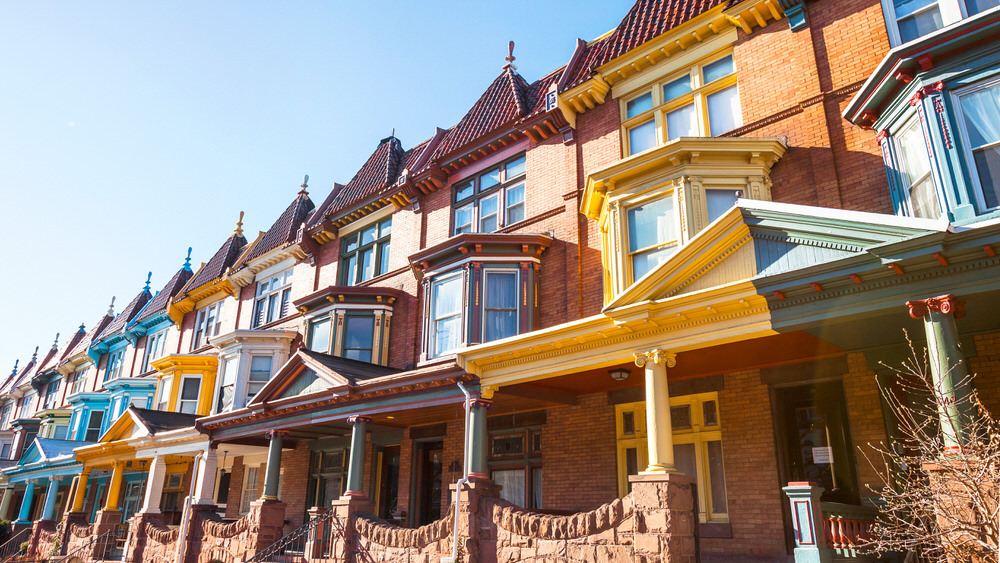 historic rowhouses in Charles Village, Baltimore