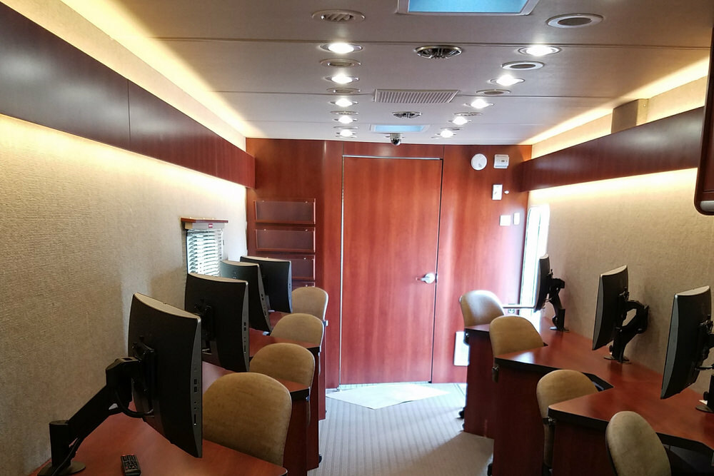 inside the Mobile Job Center vehicle