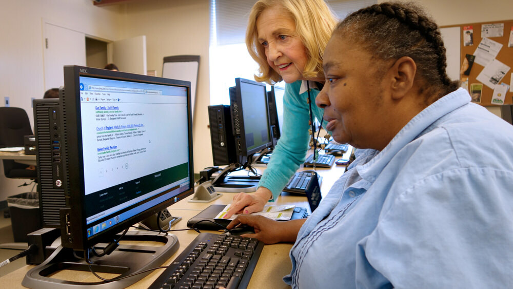 getting help with computer work at the library