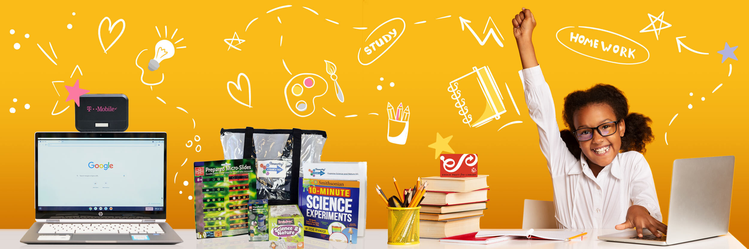 Back to School 2022 with Pratt Library - borrow free tech equipment, STEAM learning kits, books & more with a Pratt library card