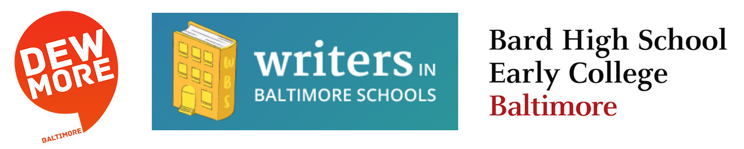 Chicory exhibit partner logos: DewMore Baltimore, Writers in Baltimore Schools, and Bard High School Early College Baltimore
