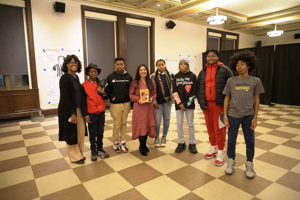 Author Yamile Saied Méndez with Baltimore teens