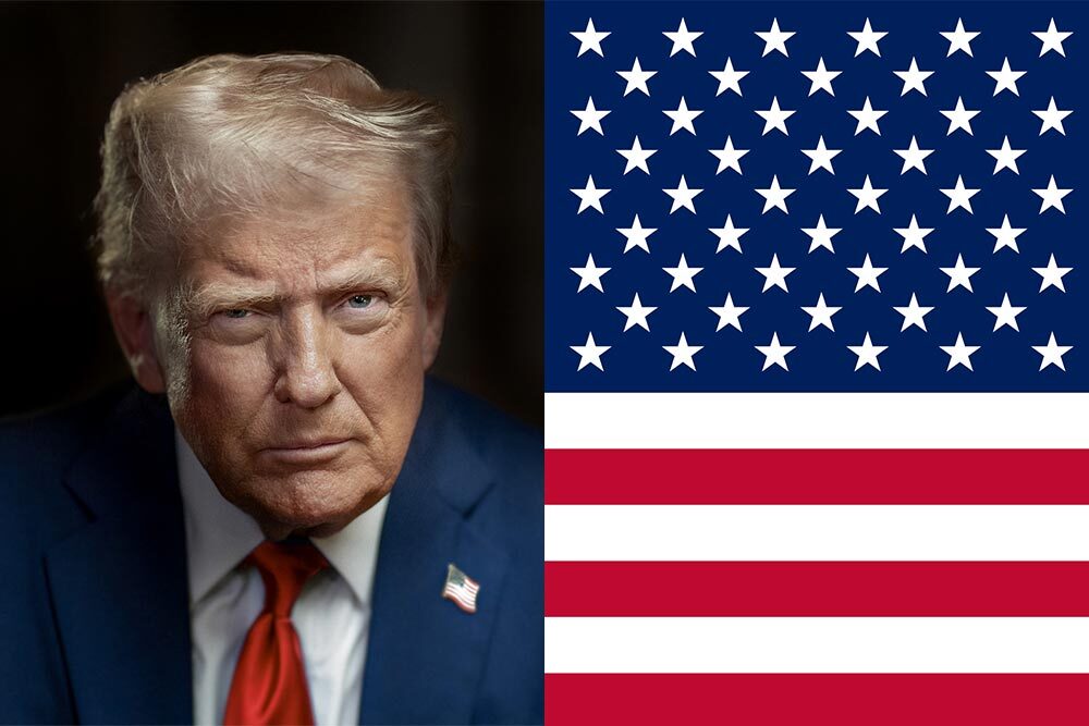 President Donald J. Trump and partial USA flag