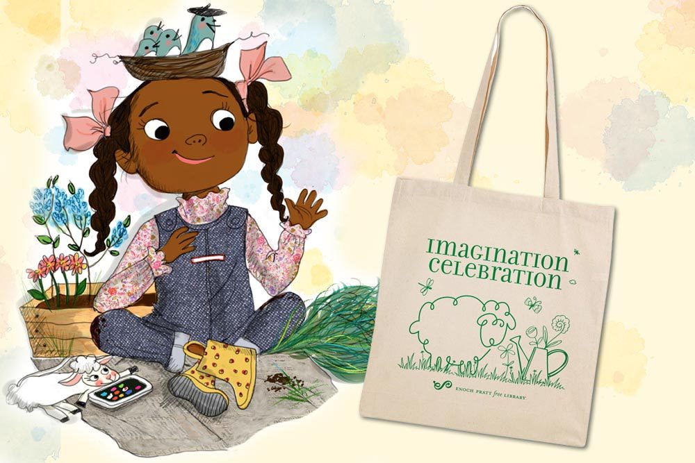 Imagination Celebration kit totebag on book illustration from Mary Had a Little Plan