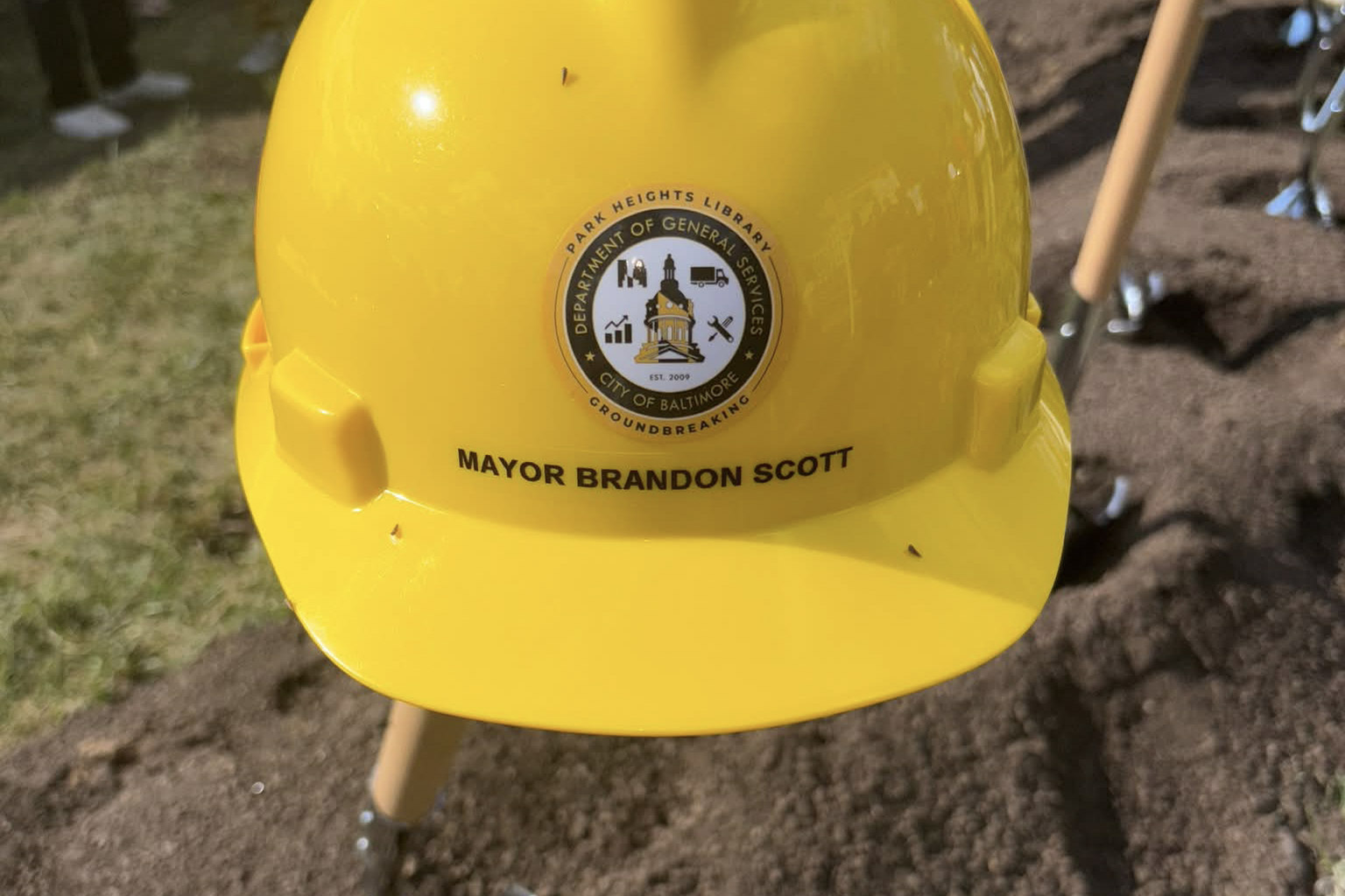 Park Heights Groundbreaking - mayor's hardhat