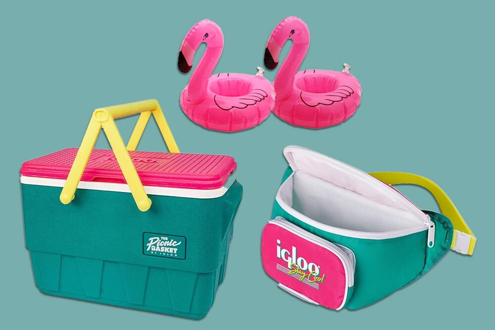 June Summer Break Baltimore prize: cooler, fanny pack, and floating flamingo drink holder