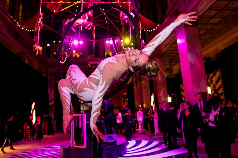 2026 Black and White Party - arm up pose by a contortionist