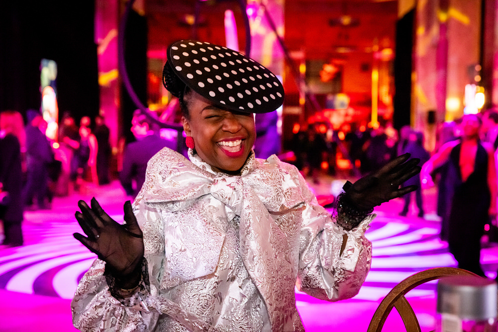 2026 Black and White Party - polka dot hat and a big smile