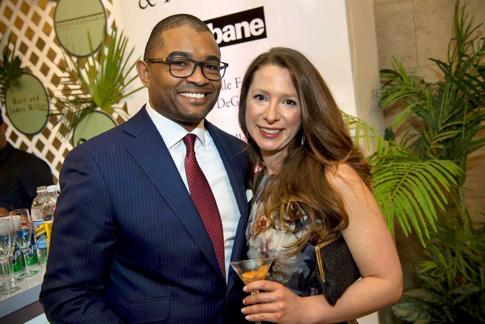 Pratt Board member Jamar Brown and Miriam Sievers at the Library's annual gala, Mr. Pratt Presents